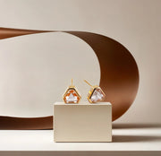 18K yellow gold-plated studs with 7mm Blush Morganite stones.